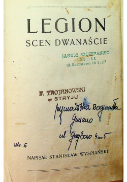 Legion Scen Dwanaście / Fircyk w Zalotach / Księga Sybillińska o przyszłości 1908 r.