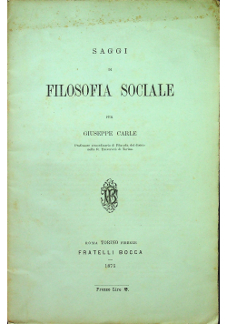 Saggi di filosofia sociale 1875 r