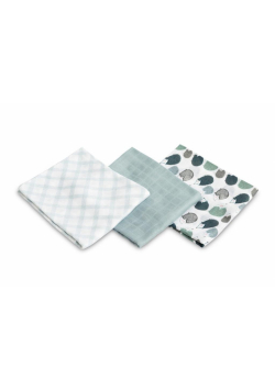 Pielucha bambusowa 3-pak jeżyk blue 70x80cm