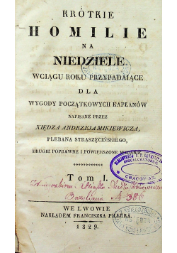 Krótkie Homilie na Niedziele Tom I 1829 r.