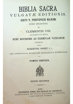 Biblia Sacra Vulgatea Editionis Sixti V  1903 r.