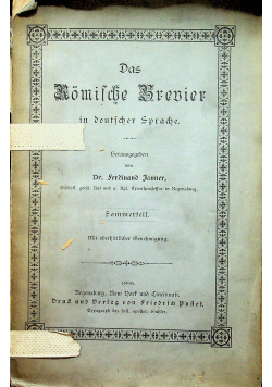 Das Romilche Brevier Sommerteil / Das Commune der heiligen 1890 r.