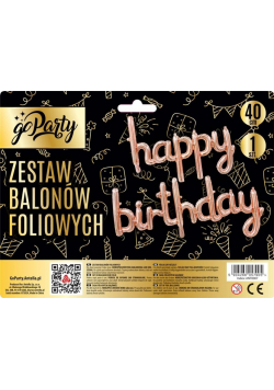 Zestaw balonów foliowych Happy Birthday rose gold