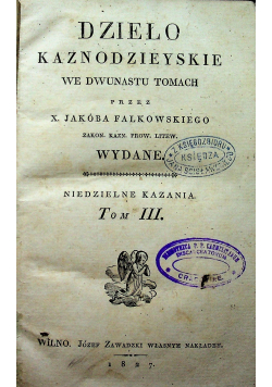 Dzieło Kaznodzieyskiewe Tom III 1827 r.