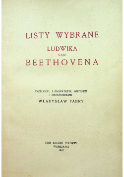 Listy wybrane Ludwika van Beethovena 1927 r.