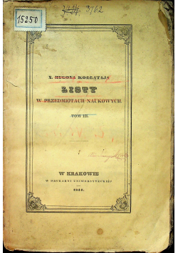 Listy w przedmiotach naukowych tom III 1844r
