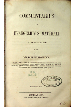 Commentarius in evangelium s matthaei 1866r