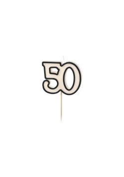 Świeczka urodzinowa 50 biało-czarny 5,5cm