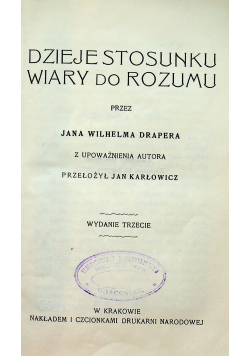 Dzieje stosunku wiary do rozumu 1902 r