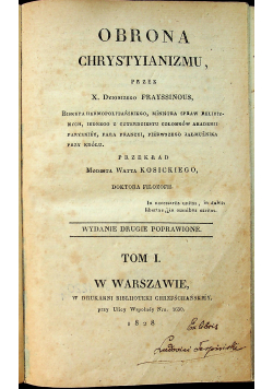 Obrona Chrystyianizmu Tom I 1828 r.