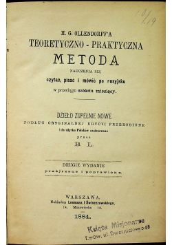 Teoretyczno praktyczna metoda nauczenia się czytać pisać i mówić po rosyjsku 1884r