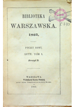 Biblioteka Warszawska tom 1 1862 r