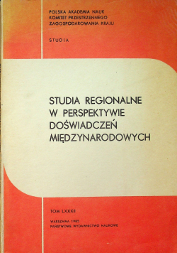 Studia regionalne w perspektywie doświadczeń międzynarodowych