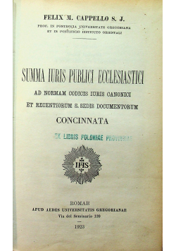 Summa iuris publici ecclesiastici 1923 r.