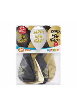 Balony Premium Hel Happy New Year 5szt