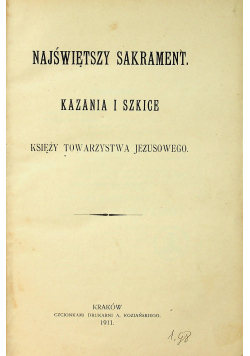 Najświętszy sakrament Kazania i szkice 1911 r