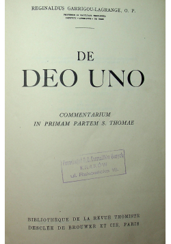 De Deo Uno 1938 r.