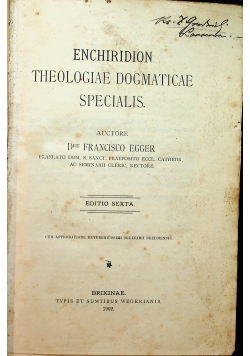 Enchiridion Theologiae Dogmaticae Specialis 1902r