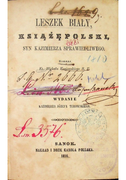 Leszek Biały Książę Polski, syn Kazimierza Sprawiedliwego 1856 r.