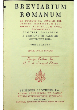 Breviarium Romanum Pars Hiemalis  1939r