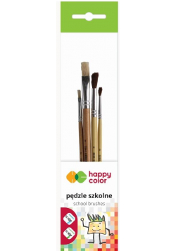 Pędzle szkolne mix włosia A 4szt HAPPY COLOR
