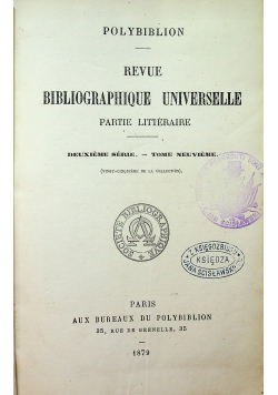 Revue Bibliographique Universelle 1879 r.