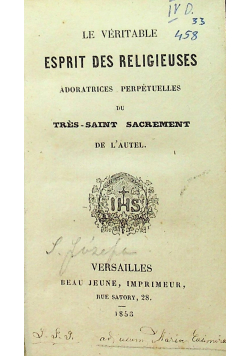 Le Veritable Esprit des Religieuses 1853 r.