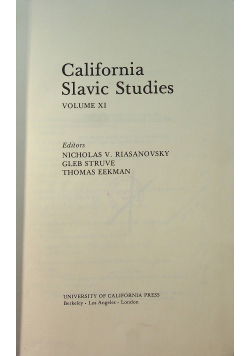 California Slavic Studies Volume XI