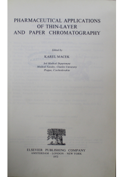 Pharmaceutical Applications of Thin-Layer and Paper Chromatography