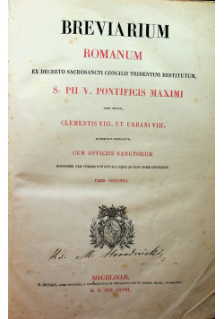 Breviarium Romanum Pars Secunda 1868 r.