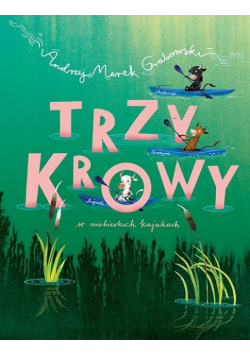 Trzy krowy w niebieskich kajakach