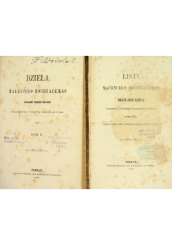 Działa Maurycego Mochnackiego Tom I i II 1863 r.