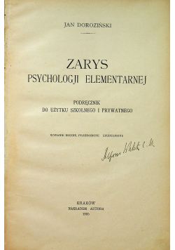 Zarys psychologji elementarnej 1925 r.