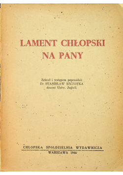 Lament chłopski na Pany 1946r