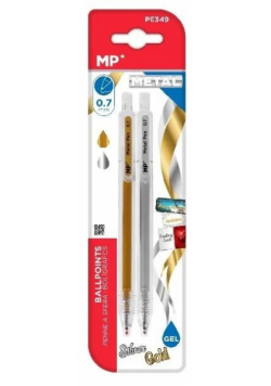 Długopis żelowy metalizowany 0,7mm srebrny złoty