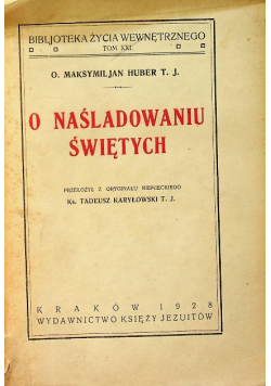 O naśladowaniu świętych 1928 r.
