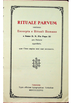 Rituale Parvum 1928 r.