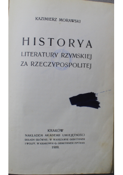 Historya literatury rzymskiej za Rzeczypospolitej 1909r