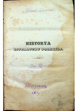 Historya literatury polskiej Tom VII 1845 r.