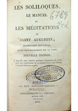 Les Soliloques le Manuel et Les Meditations 1834 r.