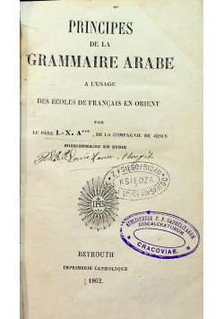 Principes de la Grammaire Arabe 1862 r.