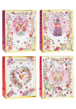 Torebka ozdobna 26x32x10 mix ROZETTE