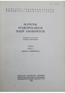 Słownik staropolskich nazw osobowych Tom II zeszyt I