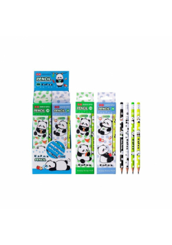 Ołówek z gumką Panda 4szt mix