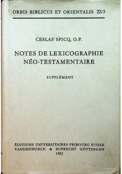 Notes de lexicographie neo testamentaire