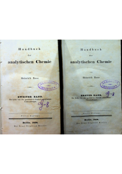 Handbuch der analytischen Chemie 2 tomy 1838 r