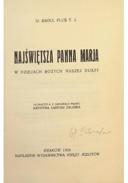 Najświętsza Panna Marja 1934 r.