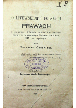 O litewskich i polskich prawach 1861 r 2 tomy