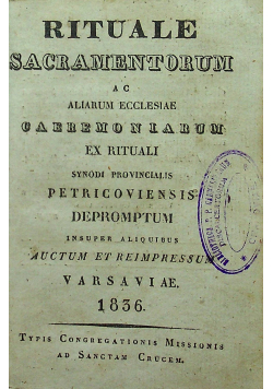 Rituale sacramentorum ac aliarum acclesiae caeremoniarum 1836 r.