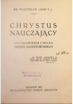 Chrystus nauczający 1927 r.